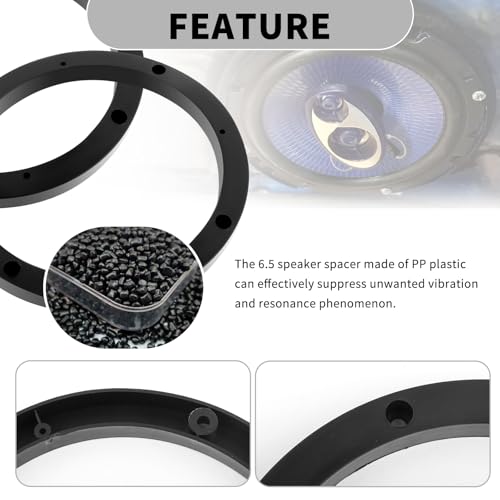 wedfish 2PCS 6.5 Speaker Spacer Enhance Sound Quality,No Cutting and Drilling 6.5 Speaker Adapter for 6.5 Subwoofer,Universal 6.5 Speaker Rings Fixed Speakers for Most Cars - Image 3