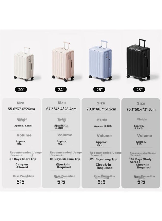 Cece Expandable Large Capacity Suitcase For Women, Travel Luggage With Trolley And Password Lock, Student Suitcase For Men, Milk Tea Color, 26 Inch - Image 1