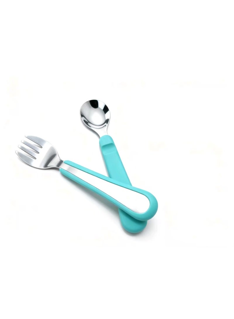1 Sets Toddler Utensils Stainless Steel Fork and Spoon with Silicone Handle, Kid Safe Utensils Children's Flatware Kids Cutlery Set  for LunchBox - Image 3