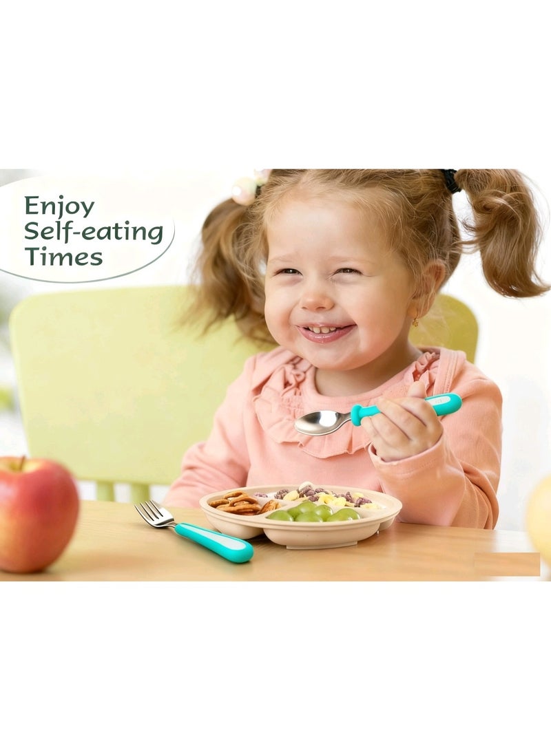 1 Sets Toddler Utensils Stainless Steel Fork and Spoon with Silicone Handle, Kid Safe Utensils Children's Flatware Kids Cutlery Set  for LunchBox - Image 5