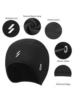 Outdoor Sports Men Cycle Cap Windproof Bicycle Bike Helmet Liner with Ear Cover and Glasses Keeper Running Skiing Motorcycle Beanie Winter Cap Headwear