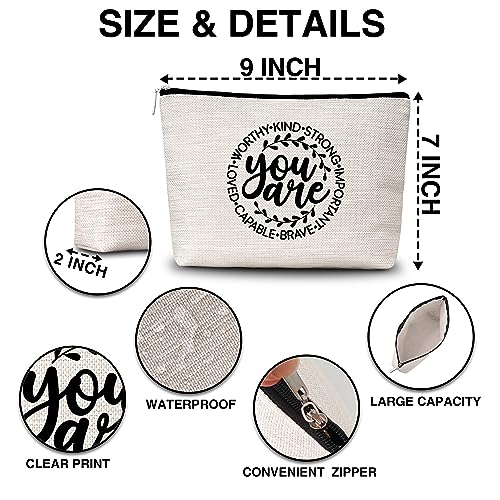 AWSICE Inspirational Makeup Bag You are Brave Strong Loved Gifts for Women Friendship Travel Toiletry Bags for Women Teachers Sister Girls Teens Friend-A06 - Image 2