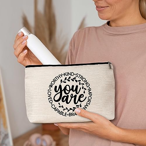 AWSICE Inspirational Makeup Bag You are Brave Strong Loved Gifts for Women Friendship Travel Toiletry Bags for Women Teachers Sister Girls Teens Friend-A06 - Image 4