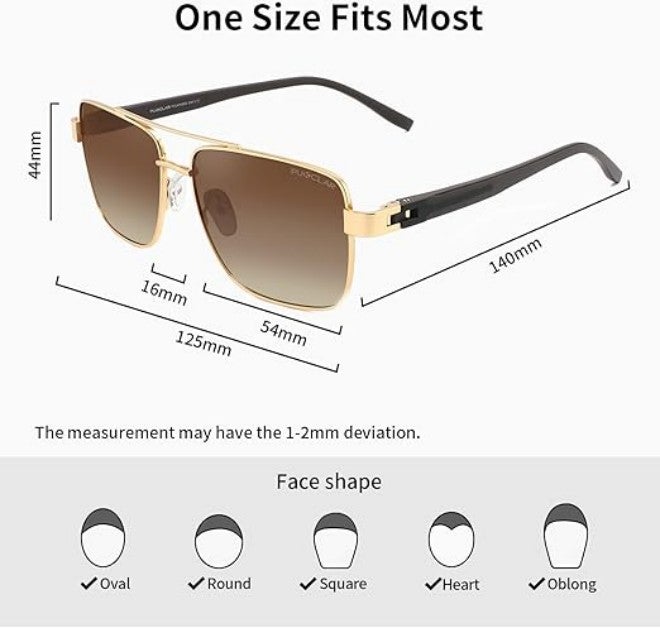 بوكيلار نظارات شمسية قياسية PUKCLAR للرجال مقاومة للانعكاس خفيفة الوزن مستطيلة لرجال ونساء مع حماية UV400 للقيادة والجولف - Image 4