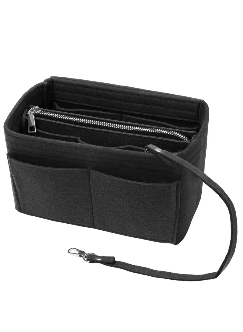 MIXDE Purse Organizer Insert for Handbags,  Felt Bag Organizer for Purse, Tote Bag Organizer, Tote Shaper Insert With Zippers, Thicken and Portable Handbag in Bag for Speedy Neverfull (Black)  - Image 1