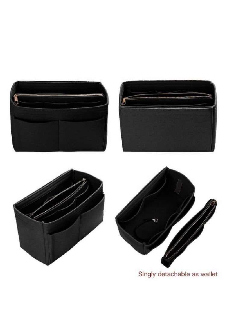 MIXDE Purse Organizer Insert for Handbags,  Felt Bag Organizer for Purse, Tote Bag Organizer, Tote Shaper Insert With Zippers, Thicken and Portable Handbag in Bag for Speedy Neverfull (Black)  - Image 5