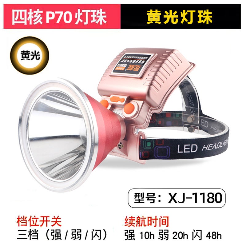 2024 High-Power LED Headlamp for Night Fishing 1180 yellow gravity balance type imported P70 lamp beads 1180 yellow gravity balance type imported P70 lamp beads