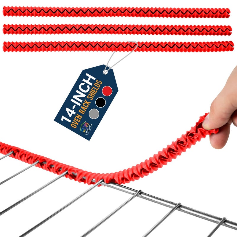 Silicone Oven Guards for Racks by Lindas Essentials 3 Pack HeatResistant Rack Protectors Shield Prevents Burns Scars Easy to Fit Design MustHave Kitchen Safety 14 Inches Long Red