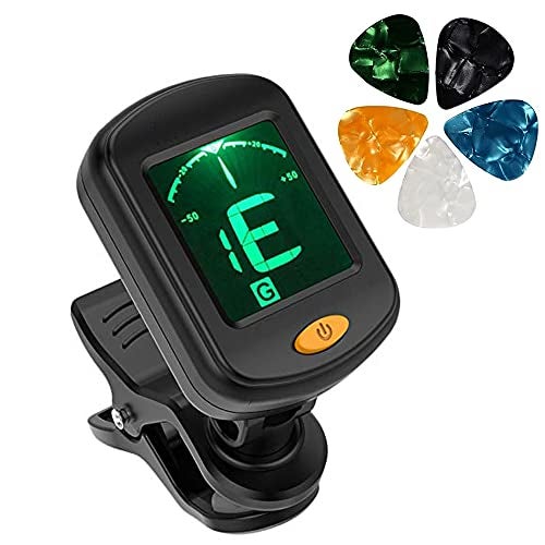 IMAGINEA Digital Guitar Tuner - Clip-On Chromatic Tuner for Acoustic, Electric, Bass, and Ukulele with High Accuracy & Easy Display (5 Picks) - Image 1