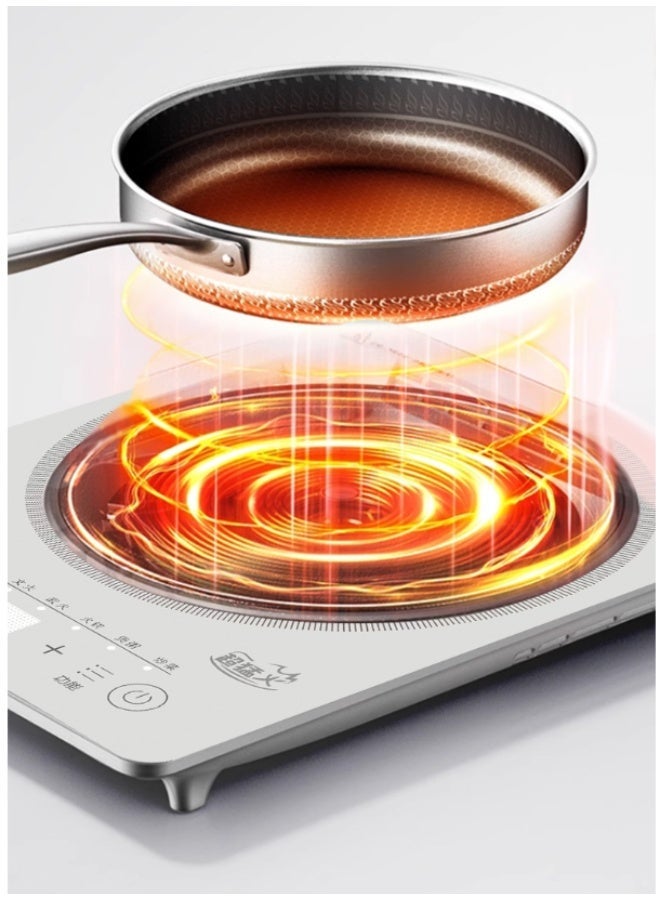 2200W Touch Control Induction Cooker, Smart Electric Stove with Even Heat, Portable Countertop Hot Plate for Cooking, White - Image 1