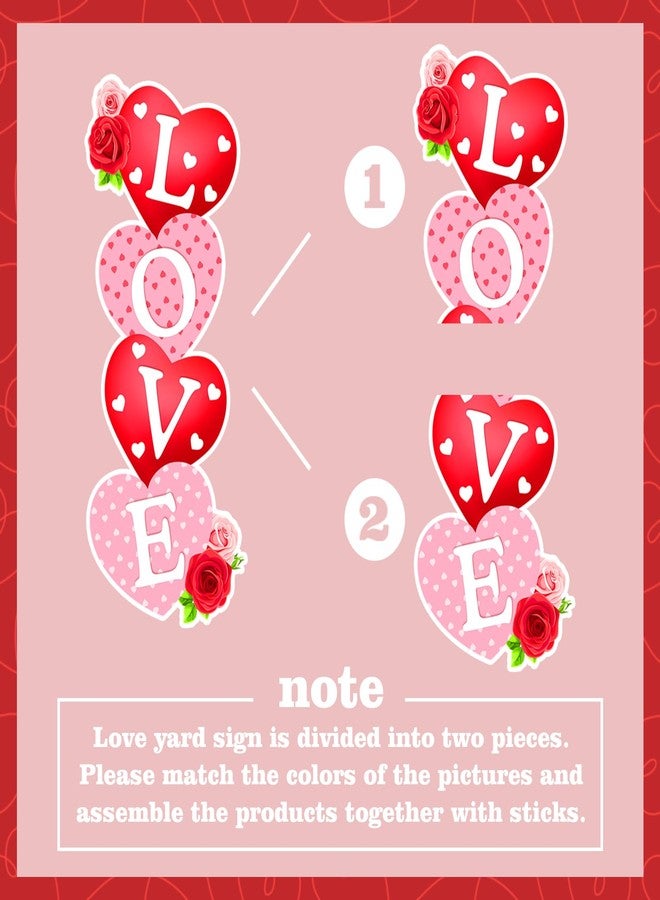 Lecheme Outdoor Valentines Decorations 6 Pcs Valentins Yard Signs Heart Love Valentines Yard Decorations Hugs & Kisses Valentines Yard Stakes - Image 4