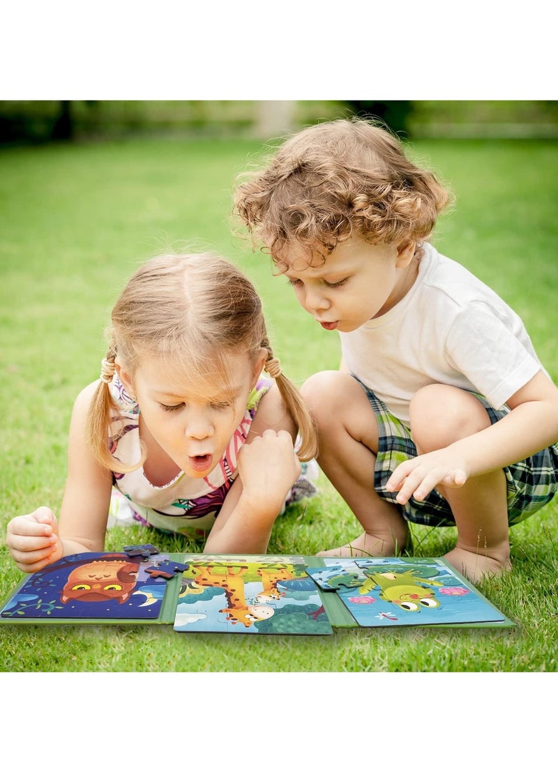 Zikra Magnetic Puzzles for Kids Ages 4 5 6 7 8 Three Wooden Jigsaw 37 Piece Animal Book Party Favors  Girls and Boys Travel Activities Toys - Image 4