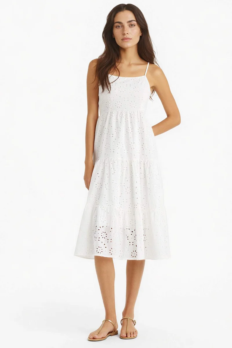 DeFacto Heart Collar Terry Cotton Short Sleeve Midi Dress