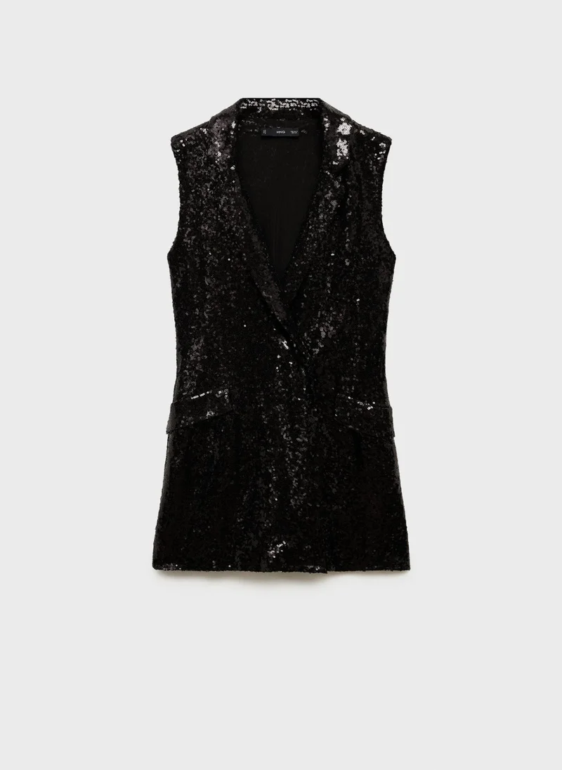 MANGO Lapels Sequin Jumpsuit