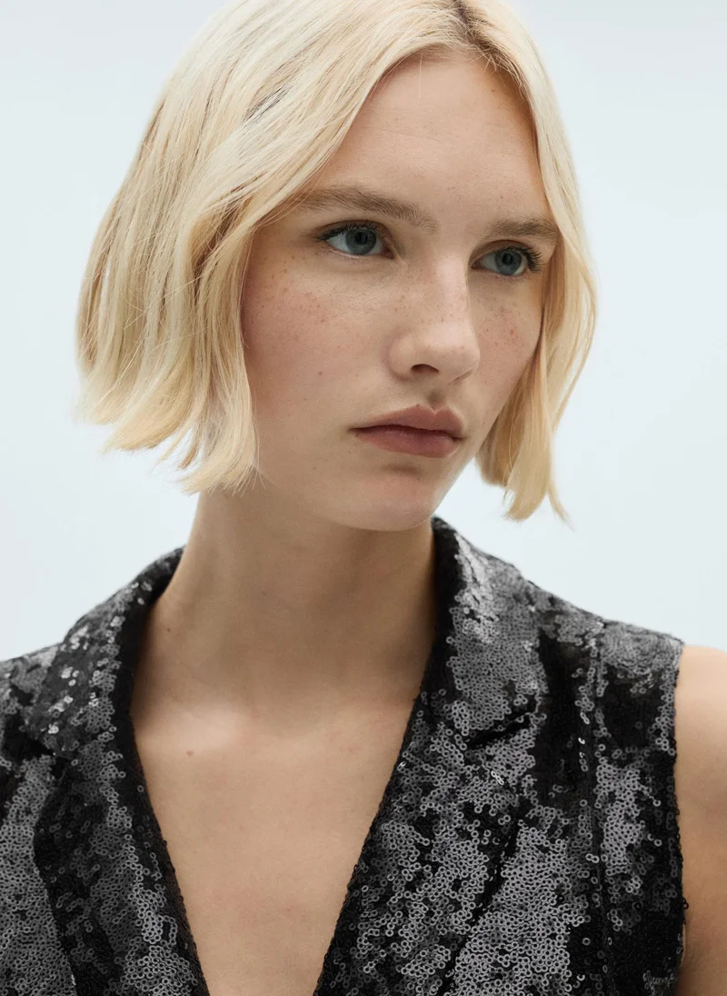 MANGO Lapels Sequin Jumpsuit