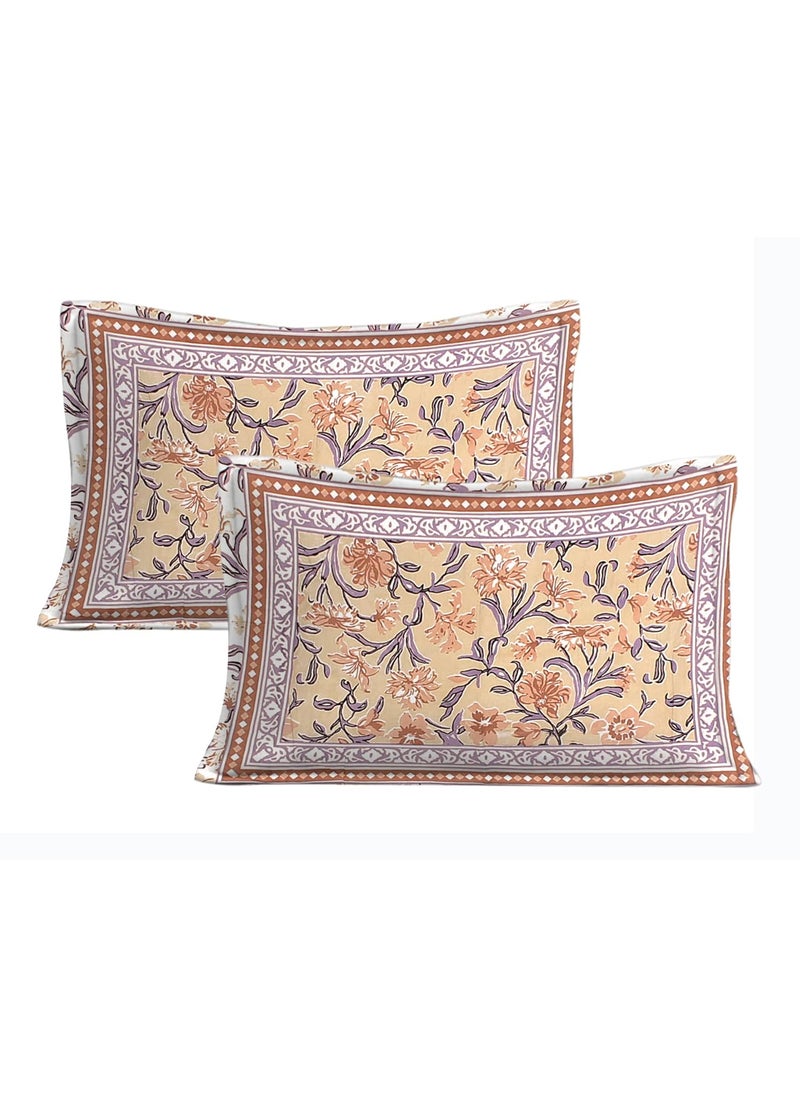 Queenie Queenie Brand Pure Cotton Bedsheets for Double Bed - 180 TC King Size Bedsheet with 2 Pillow Covers (7.3 ft x 8.8 ft) (Double, Hand Block Printed-BRN)  - Image 4