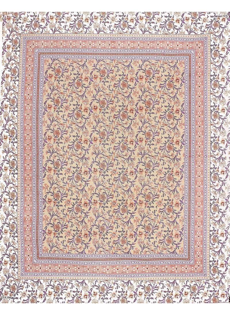 Queenie Queenie Brand Pure Cotton Bedsheets for Double Bed - 180 TC King Size Bedsheet with 2 Pillow Covers (7.3 ft x 8.8 ft) (Double, Hand Block Printed-BRN)  - Image 3