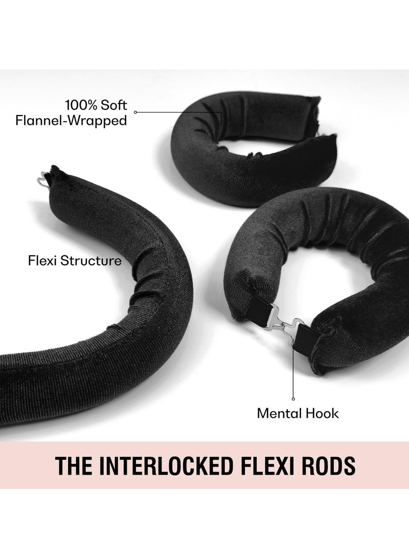 SYOSI Heatless Hair Curler with Flexi Rods and Hook, Heatless Curling Rod for All Hair Types, Comfortable No-Heat Curlers to Sleep In, Overnight Blowout Curls, Black - Image 2