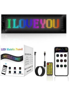 New LED Matrix Panel Digital Sliding RGB Screen Remote Control Mobile App Vehicle Office Business 37CM X11 cm