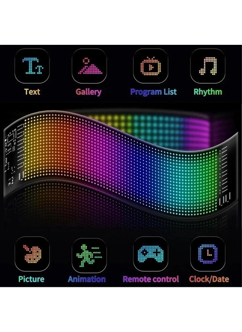 Newdaki - New LED Matrix Panel Digital Sliding RGB Screen Remote Control Mobile App Vehicle Office Business 37CM X11 cm - Image 1