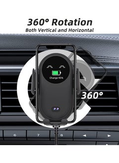 KASTWAVE Wireless Car Charger Smart Wireless Auto-Sensor Car Phone Holder Charger, Car Phone Holder Mount, Wireless Fast Charging Air Vent Car Phone Mount for Car Dashboard Windshield Air Vent, 1 Pcs Black  - Image 3