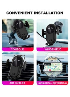 KASTWAVE Wireless Car Charger Smart Wireless Auto-Sensor Car Phone Holder Charger, Car Phone Holder Mount, Wireless Fast Charging Air Vent Car Phone Mount for Car Dashboard Windshield Air Vent, 1 Pcs Black  - Image 2