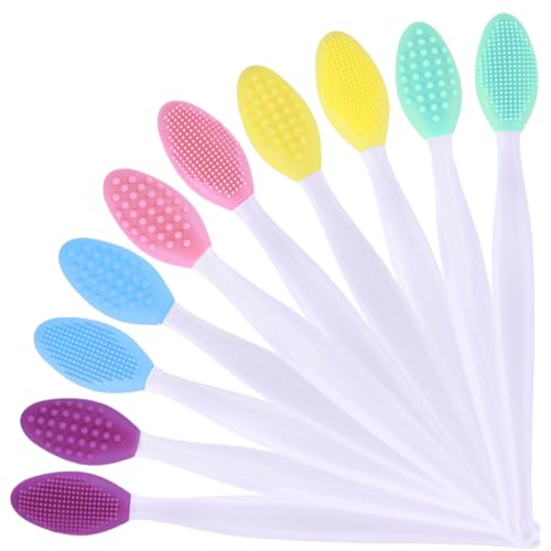 Lipxantiom 10 Pcs Silicone Scrub Lip BrushDouble Side Lip ExfoliatingNose Clean Blackhead Removal BrushesWash Face Cleansing BrushLip Scrubber for Lip LighteningLip Exfoliator Scrubber Tool for Dark Lips - Image 1