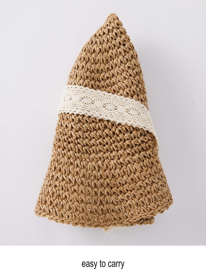 pureborn Baby Toddler Girls Straw Sun Hat Summer Beach Hat, Brown-1, 6-24 Months - Image 5