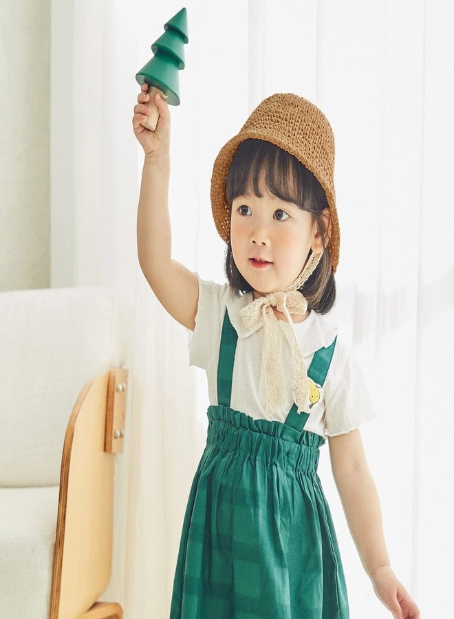 pureborn Baby Toddler Girls Straw Sun Hat Summer Beach Hat, Brown-1, 6-24 Months - Image 2