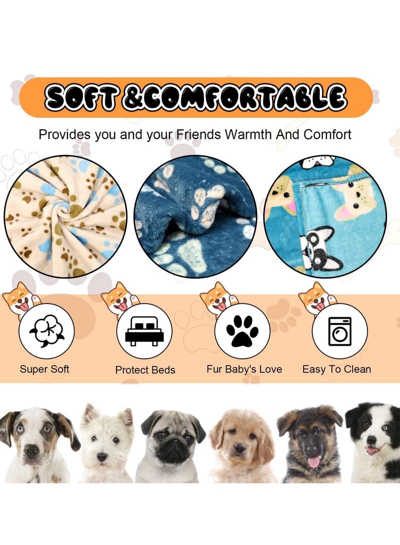 SOLARAE 1 Pack 3 Blankets for Dogs Medium Super Soft Fluffy Premium Fleece Pet Dog Bed Cover Flannel Throw  Puppy Cat Paw 60x80cm - Image 2