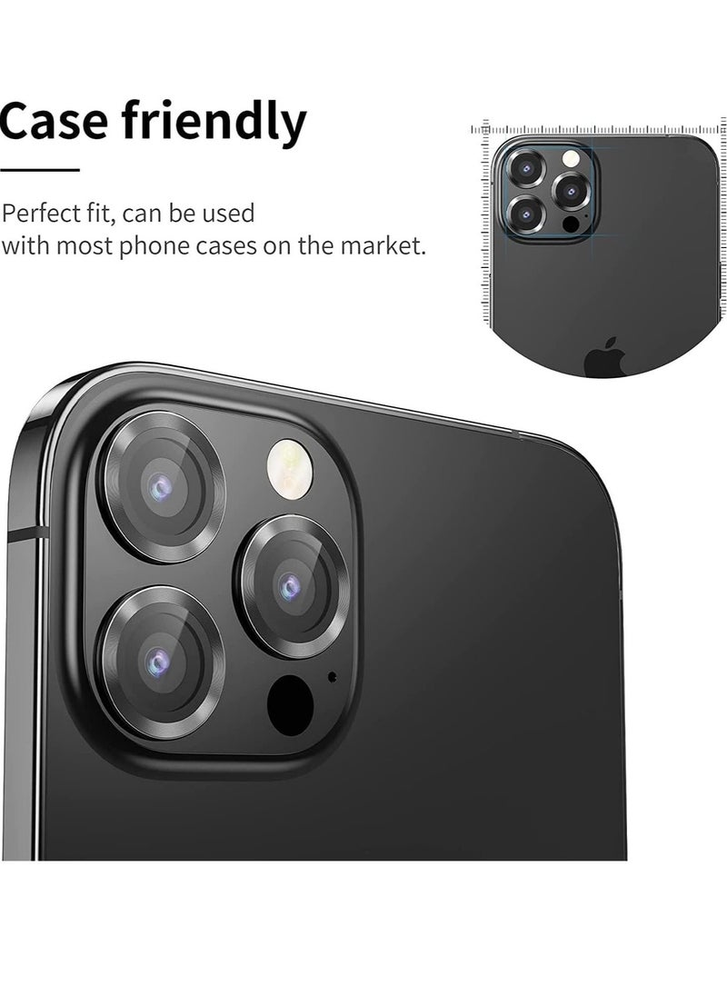 vesus Camera Lens Screen Protector for iphone 15 Pro/iphone 15 Pro Max 2023, 9H Transparent Camera Tempered Glass Grade Protective Cover (Black) - Image 2