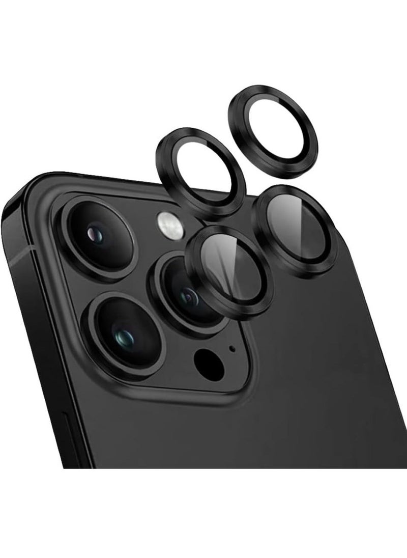 vesus Camera Lens Screen Protector for iphone 15 Pro/iphone 15 Pro Max 2023, 9H Transparent Camera Tempered Glass Grade Protective Cover (Black) - Image 1