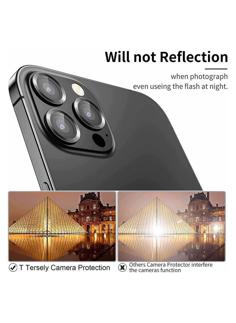 vesus Camera Lens Screen Protector for iphone 15 Pro/iphone 15 Pro Max 2023, 9H Transparent Camera Tempered Glass Grade Protective Cover (Black) - Image 5