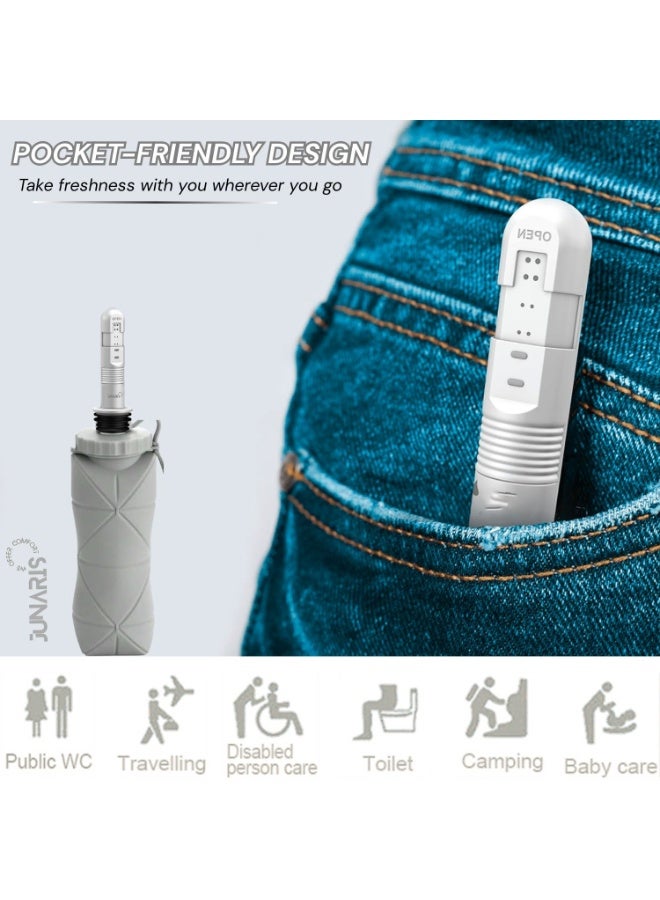 جوناريس عبوة من قطعتين من بيديه متنقل | بيديه محمول للرجال والنساء | شطاف محمول للسفر والتخييم | شطاف المسافر صغير الحجم مزود بفوهة مائية للنظافة الشخصية | بيديه قابل لإعادة الشحن للاستخدام أثناء السفر والتخييم، بخاخ دش - Image 3