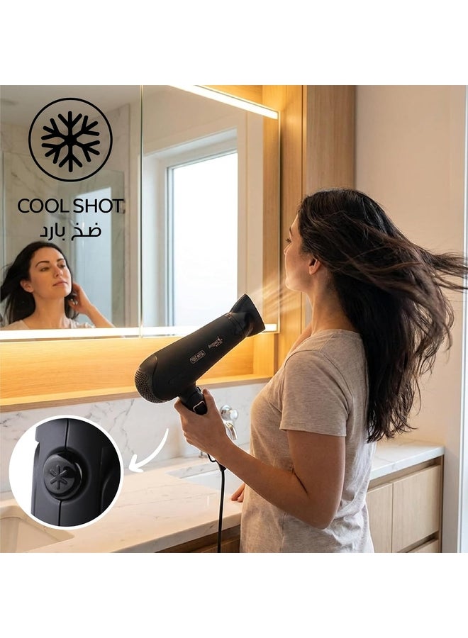 وال مجفف شعر برو شاين 2200 واط – مجفف احترافي مع زيت الأركان مع 3 درجات حرارة و 2 سرعة، زر تبريد، ملحقات موزع ومركز – خفيف الوزن وصديق للسفر – 05449-027 - Image 5