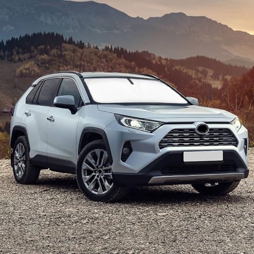 SLOGENTO Sun Shade Windshield Sunshade for 2013-2023 2024 2025 RAV-4 SUV Crossover, TRD Off-Road, LE XLE Premium Limited XSE Hybrid Adventur Accessories Front Window Sun Shields fit RAV4 Sun Visor Blocks UV - Image 1
