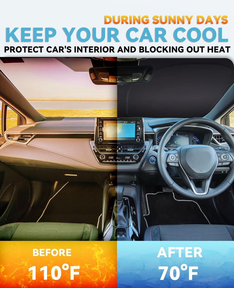 SLOGENTO Sun Shade Windshield Sunshade for 2013-2023 2024 2025 RAV-4 SUV Crossover, TRD Off-Road, LE XLE Premium Limited XSE Hybrid Adventur Accessories Front Window Sun Shields fit RAV4 Sun Visor Blocks UV - Image 2