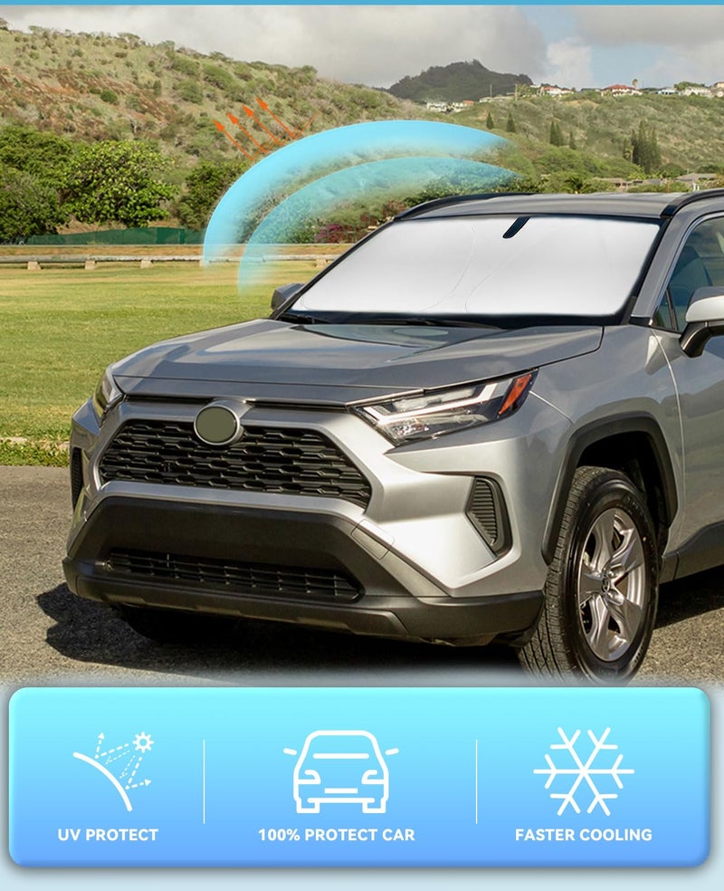 SLOGENTO Sun Shade Windshield Sunshade for 2013-2023 2024 2025 RAV-4 SUV Crossover, TRD Off-Road, LE XLE Premium Limited XSE Hybrid Adventur Accessories Front Window Sun Shields fit RAV4 Sun Visor Blocks UV - Image 5