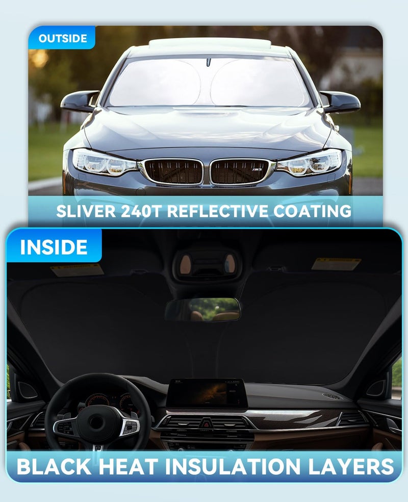 SLOGENTO Sun Shade Windshield Sunshade for 2013-2023 2024 2025 RAV-4 SUV Crossover, TRD Off-Road, LE XLE Premium Limited XSE Hybrid Adventur Accessories Front Window Sun Shields fit RAV4 Sun Visor Blocks UV - Image 4