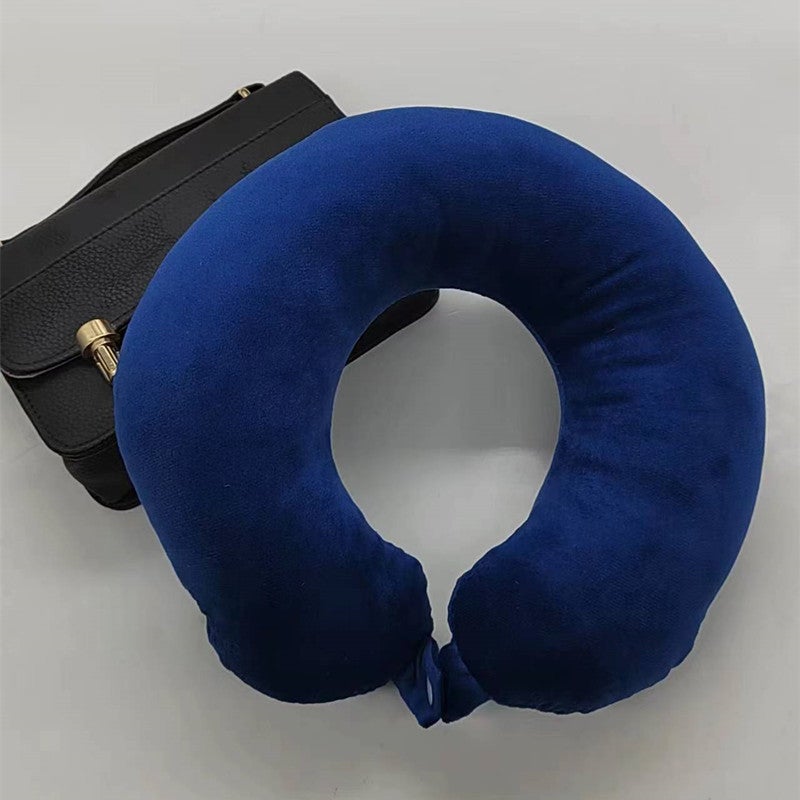 Loquat U-shaped Pillow Cervical Neck Protection Pillow Neck Pillow Travel Sleeping Car Portable Massage Nap PP Cotton U-shaped Pillow navy blue