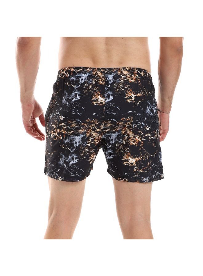Pavone Fire Self Patterned Elastci Waist Swim Short with Pockets, -Multicolor - Image 3