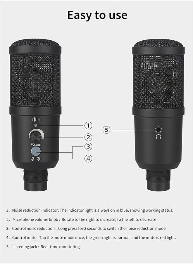 General - USB condenser microphone for computers, laptops, for singing, broadcasting, recording, gaming, streaming, conferencing, YouTube - Image 1