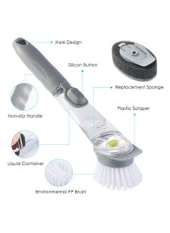 EDBIRET EDBIRET Long Handle Automatic Liquid Cleaning Brush Kitchen Press can Spray Water to wash Pot Stove Brush to Put Dish Washing Dish Washing Artifact One Handle with Brush As Image  - Image 2