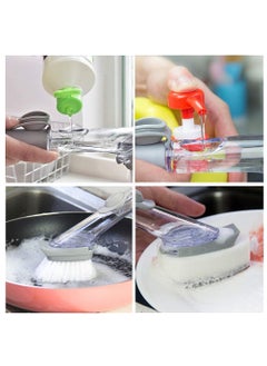 EDBIRET EDBIRET Long Handle Automatic Liquid Cleaning Brush Kitchen Press can Spray Water to wash Pot Stove Brush to Put Dish Washing Dish Washing Artifact One Handle with Brush As Image  - Image 5