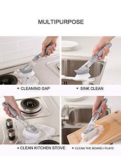 EDBIRET EDBIRET Long Handle Automatic Liquid Cleaning Brush Kitchen Press can Spray Water to wash Pot Stove Brush to Put Dish Washing Dish Washing Artifact One Handle with Brush As Image  - Image 4