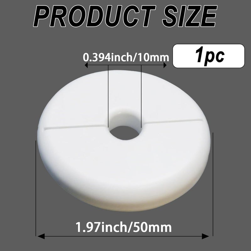 CAcoverVA 1 Pack Wall Split Flange for 0.39 Inch/10mm OD Pipe ABS Escutcheon Plate Self-Adhesive Round Plumbing Cover Plates for Water Pipe Faucet Decoration, White - Image 2