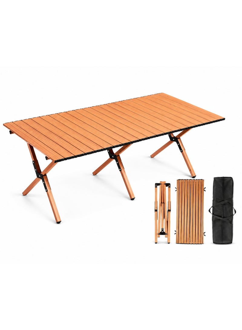 Toshionics Outdoor Camping Folding Table – Lightweight Portable Metal Roll Up Steel Table with Carry Bag, Compact Foldable Picnic Table for Hiking, Fishing, Beach, BBQ, Cooking, Travel, Festival & Indoor Outdoor Use-120×60X45cm - Image 1