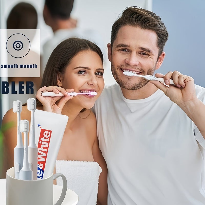 كوب بلاستيكي أبيض بمقبض، تصميم إبداعي للأزواج، كوب فرشاة الأسنان، متين، سهل التنظيف، ألوان باستيل ناعمة - Image 4
