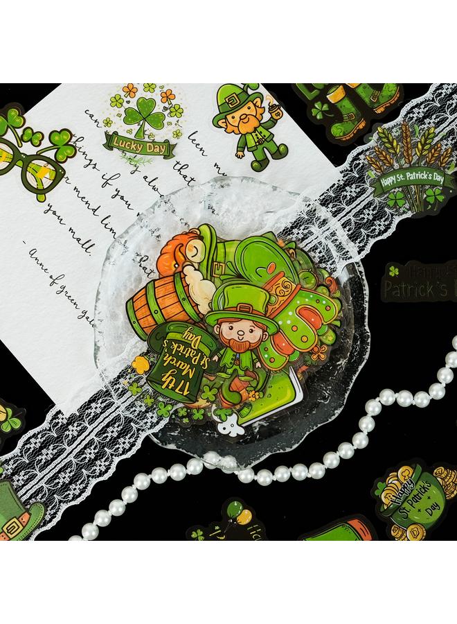 Bluejw 50 Green Old Man San Pa PET Transparent Waterproof Stickers DIY Creative Hand Account Decoration Stickers - Image 1