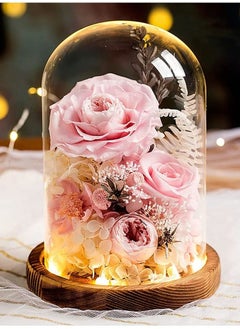 Womdee Womdee Enchanted Roses in LED Glass Dome Home Decor Artificial Flowers for Gift  - Image 1